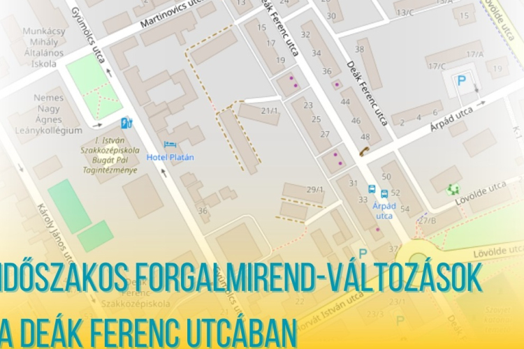 A szennyvíz-gerincvezetéket javítják – időszakos forgalmirend-változások a Deák Ferenc utcában